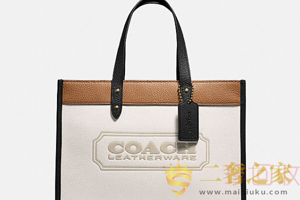 蔻驰拼色COACH徽章FIELD 30号托特包