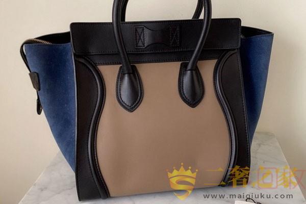 赛琳经典拼色笑脸中号女士手提包背面