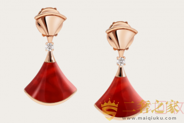 宝格丽18K玫瑰金耳环