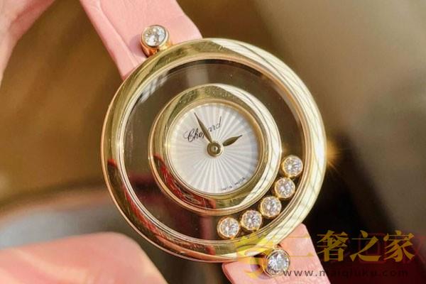 萧邦快乐钻石系列石英手表正面实拍