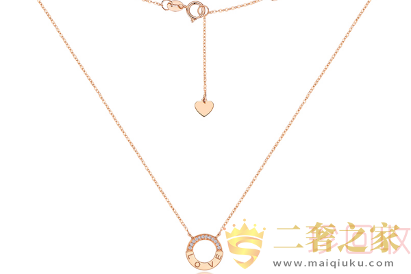 六福珠宝 18K金LOVE圆环钻石项链