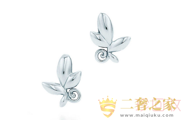 蒂芙尼925银橄榄叶蝴蝶耳钉