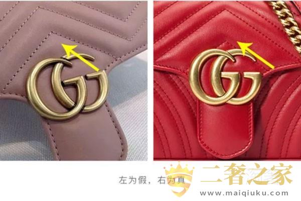 gucci双g链条包压线细节真假对比