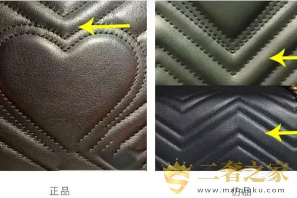 gucci双g链条包皮质材料真假对比