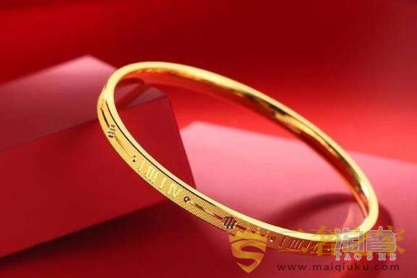 18K黄金磨砂扁款手镯